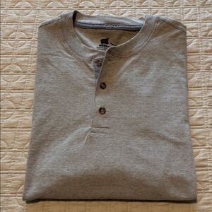 Men's Gray Henley Shirt, XL